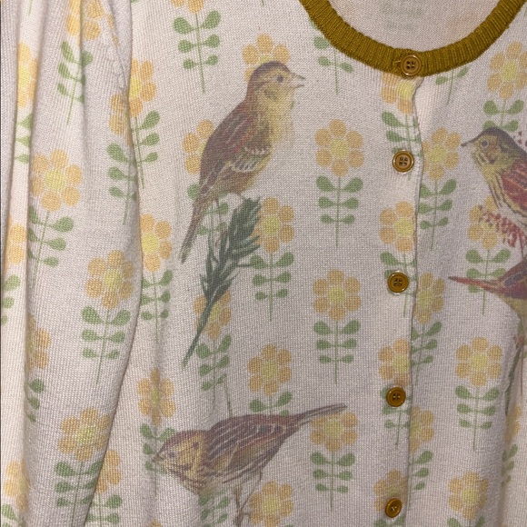 Vintage Bird and Flower Cardigan Sweater - Picture 4 of 8